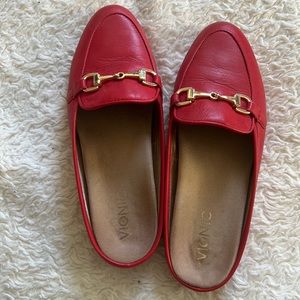 Red Leather Mules